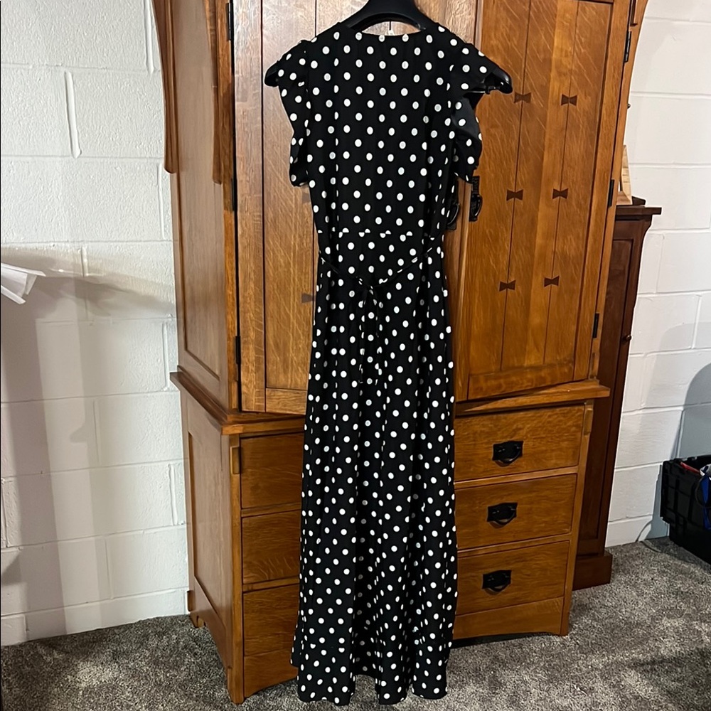 Black and White Polka Dot Wrap Dress Medium